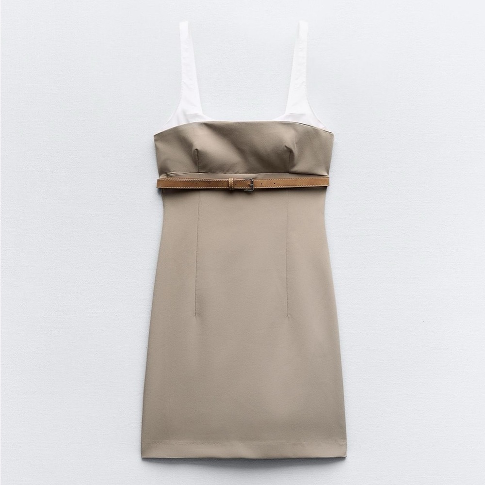 zara belted combination dress size xs